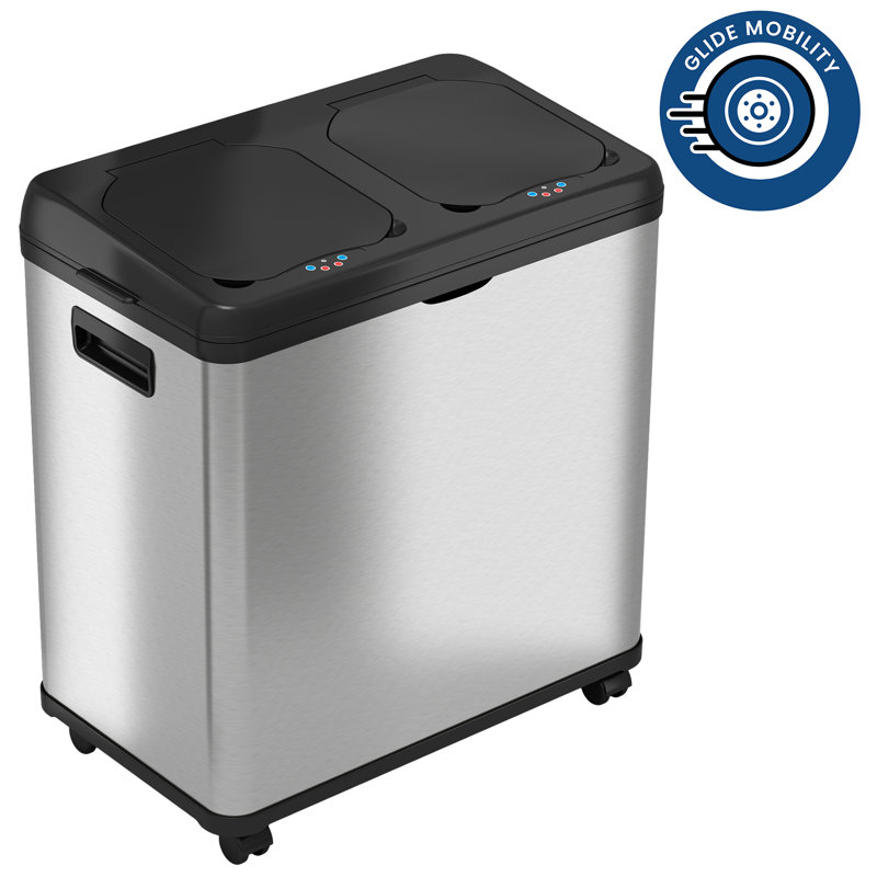 Fingerprint Resistant Black Stainless Steel Touchless Kitchen Trash Can 16 Gallon