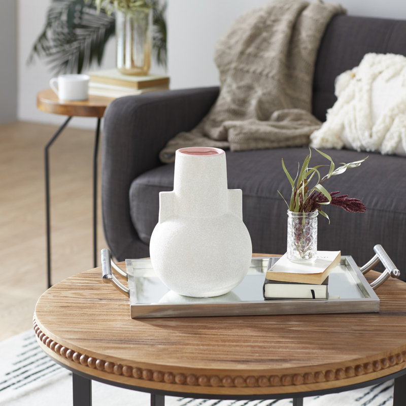 Cosmoliving By Cosmopolitan White Ceramic Modern Vase, 8" X 11"