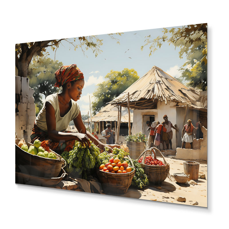 «African Vibrant Market III», reproduction d'art mural africain en métal, H 12 po x l 20 po