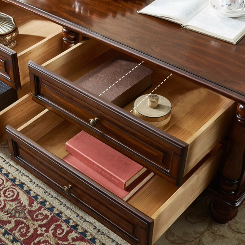 Table basse luxueuse de style américain, Bois brun foncé