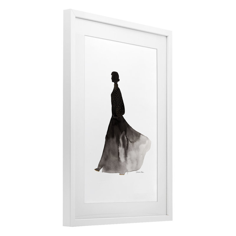 Couvert d'une silhouette dorée, reproduction encadrée sous verre, conception de Simone Elum, H 20 po x l 14 po