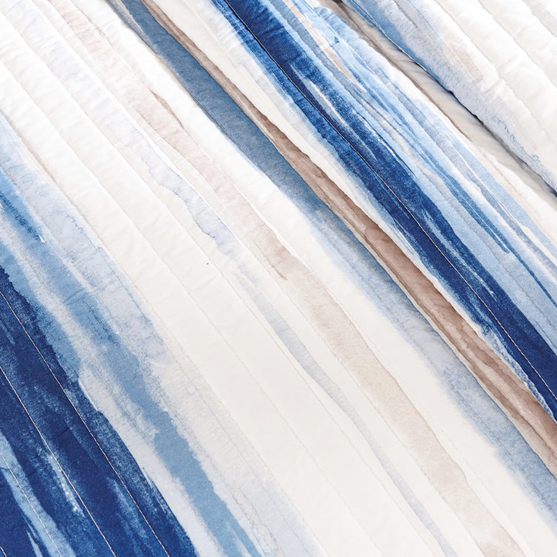 6 pièces de courtepointe imprimée - très grands / très grands coussins d'aquarelle bleu pour ensemble de coussins, Blue