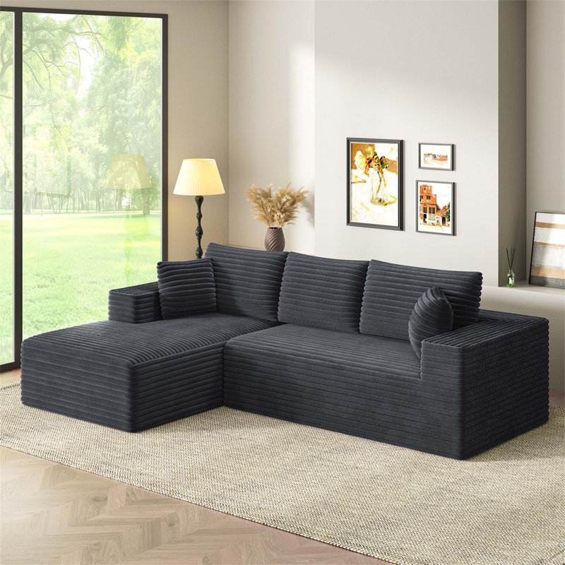 Canapé modulaire 3 places en velours avec conception compacte sous vide, mousse à mémoire de forme, installation sans outil et soutien équilibré pour les espaces de vie compacts.