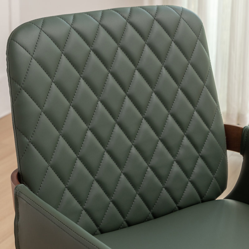 Home Office Chair - Upholstered Faux Leather Back Desk Chair, Ergonomic Executive Chair with Lumbar Support, Green 