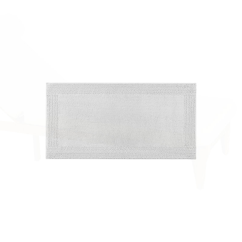 1 PCS 24x44" 100% Cotton Tufted 3000 GSM Reversible Bath Tayzlee Grey, Light Gray, Rectangle 2' x 3'8"