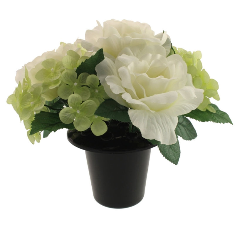 Fabric Mixed Assortment Arrangement in Pot, White