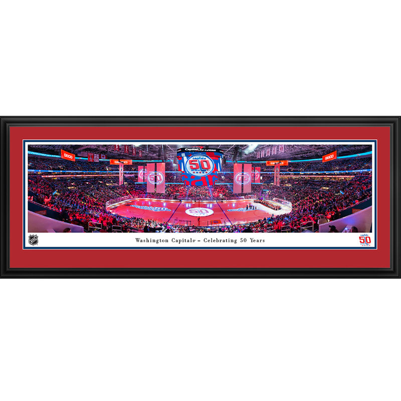 «Washington Capitals», affiches et impressions encadrées, Cadre noir, Bleu/rouge, H 18 po x l 44 po x P 0,875 po