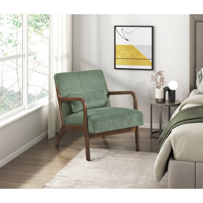 Chaise d'appoint moderne avec coussin en velours côtelé moelleux vert et meubles de maison