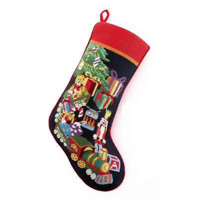 Chaussette de train jouet brodée