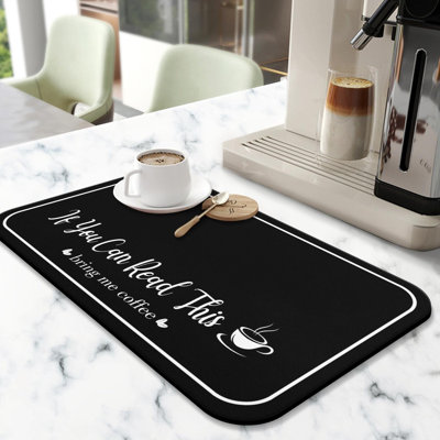 Coffee Bar Mat for Countertops 24in x 16in,Absorbent Hide Stain Anti-Slip Cafe Bar Accessories Fit Under Coffee Machine Mat,Dish Drying mats for Kitchen Counter
