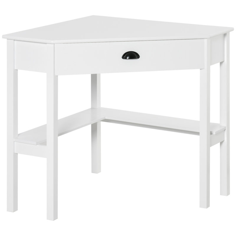 Corner Desk, Triangle Computer Desk With Drawer And Storage Shelves For Small Spaces, Home Office Workstation For Living Room, Or Bedroom