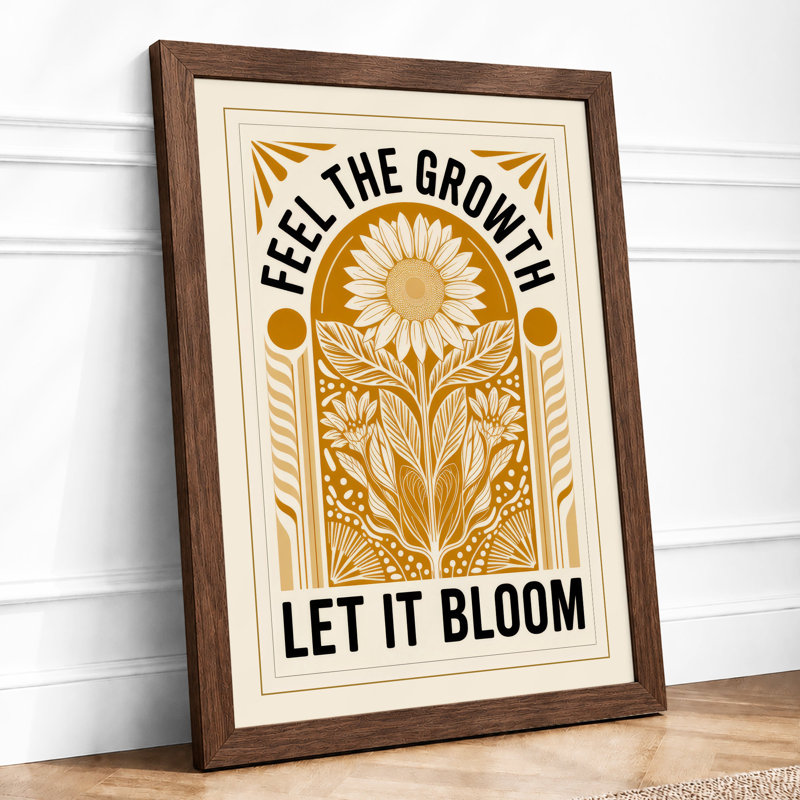Feel the Growth Botanical - Framed Print, A2 - 59.4 x 42.0 cm, Walnut