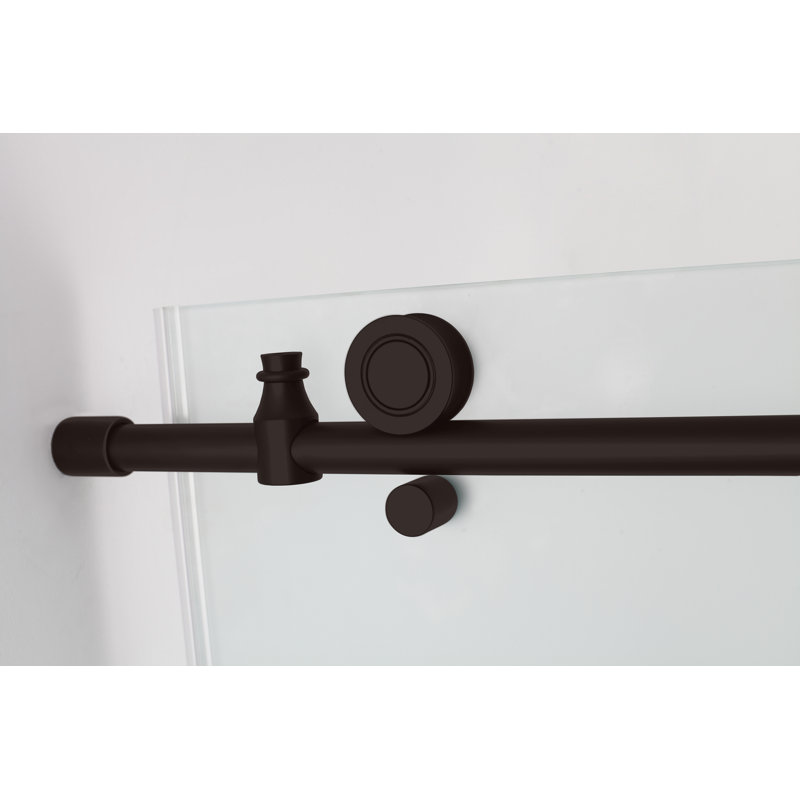 Coraline XL 64" - 68" W x 30" D x 80" H Frameless Rectangle Sliding Shower Enclosure, Frosted Glass, Bronze