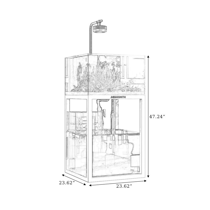 Aquarium moderne en acier inoxydable 30 à 36 gallons, Blanc