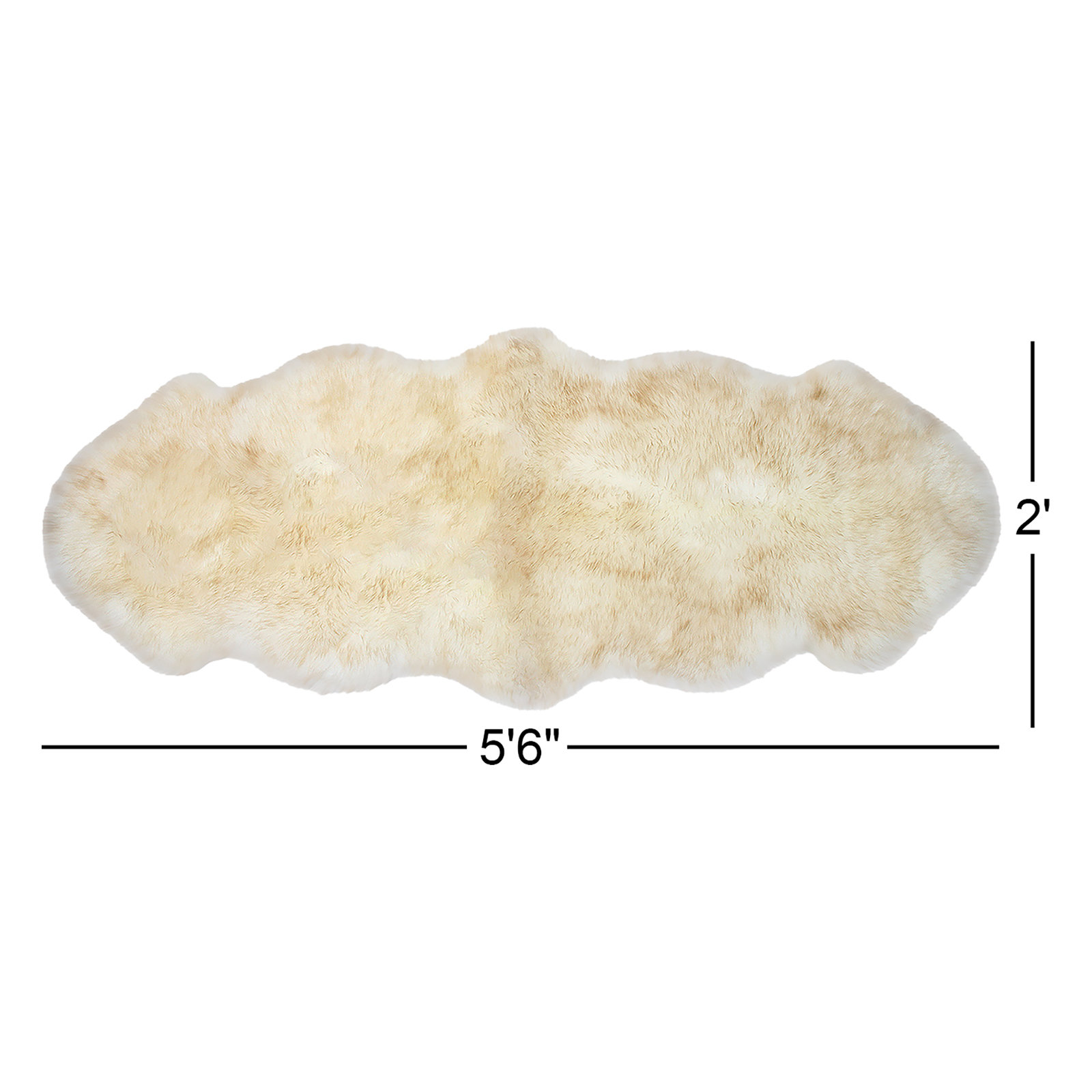 Heitz Yellow Cream Sheepskin Rug, Novelty 2' x 5'6"