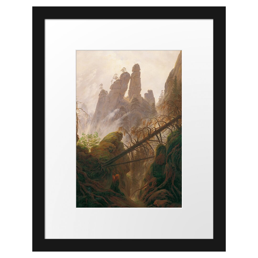 Gerahmter Kunstdruck Rocky Landscape in the Elbe Sandstone von Caspar David Friedrich