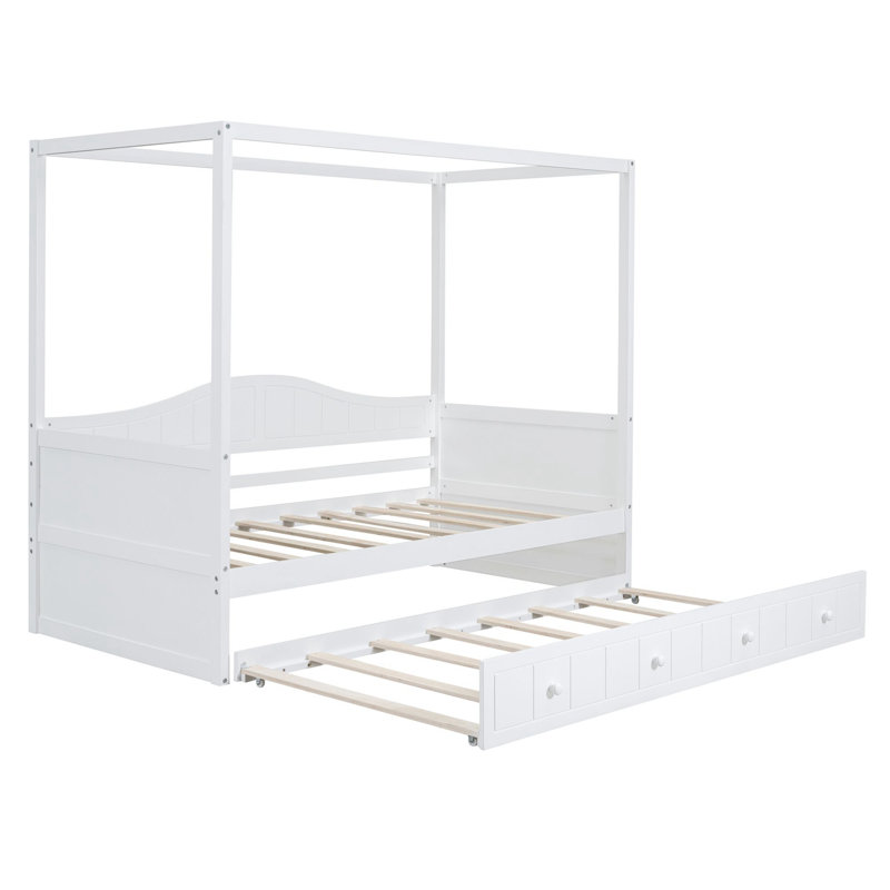 Lit de jour avec couchette et auvent, Blanc