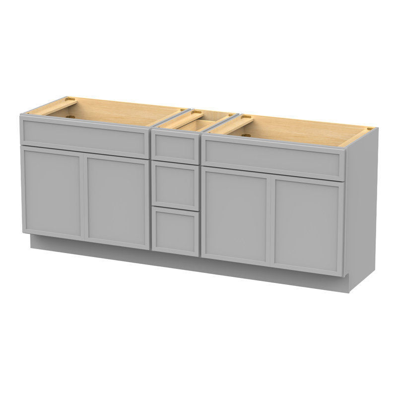 78 Double Bathroom Vanity Base Only, Gray