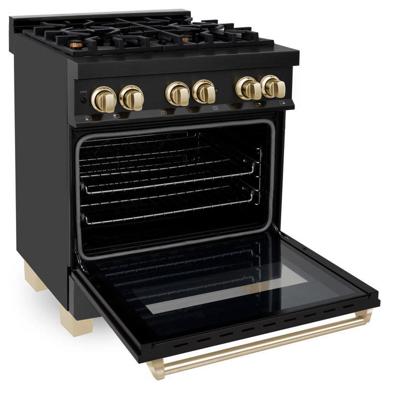 ZLINE Autograph 30" Legacy Dual Fuel Range, Gold Black Stainless Steel