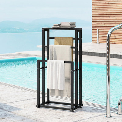 3-Tier Metal Towel Rack with Shelf