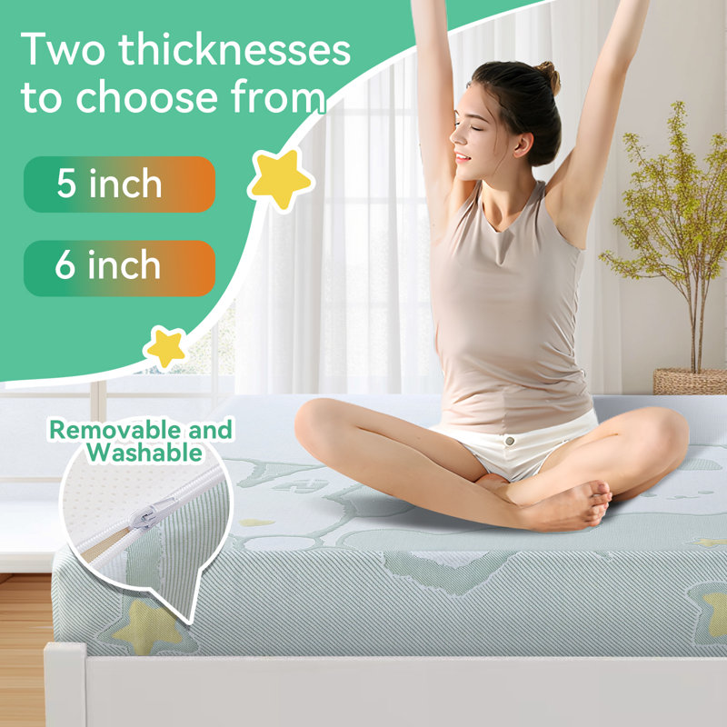Matelas en mousse viscoélastique gélifiée mi-ferme, Lit simple, 5"