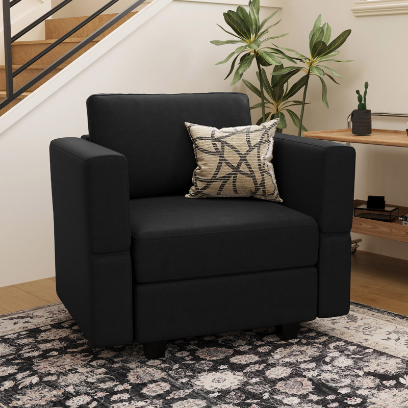 Fauteuil de rangement en simili cuir Colusa, Beige