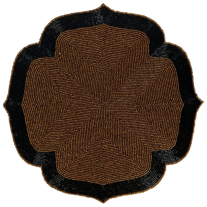 Ensemble de 2 napperons décoratifs à la main en perles brun foncé et noir Dec los, Brun / Noir