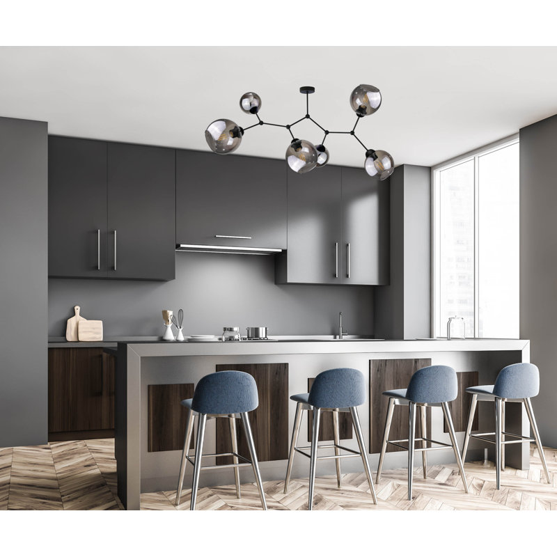 Geri Glass Semi Flush Mount, Grey