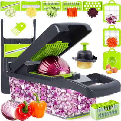 Vegetable Chopper Mandoline Slicer,Veggie Chopper, Multifunctional 10 In 1 Food Choppers, Kitchen Vegetable Slicer Dicer Cutter,Onion Mincer,Cheese,Colander Basket,Kitchen Gadgets