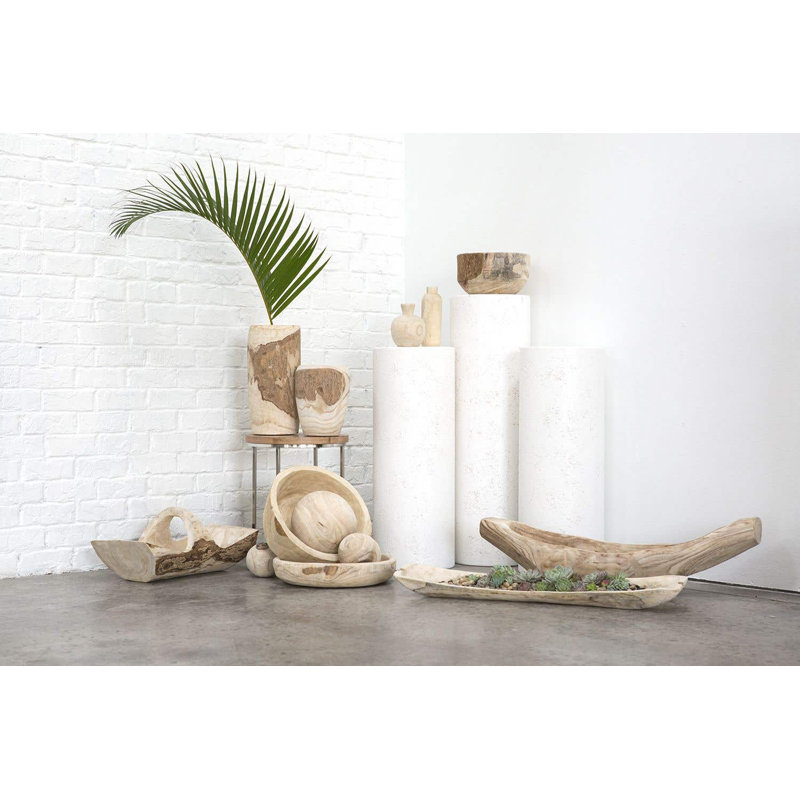 Handcrafted Earthy Paulownia Wood Decorative Bowl Set - 19.8"