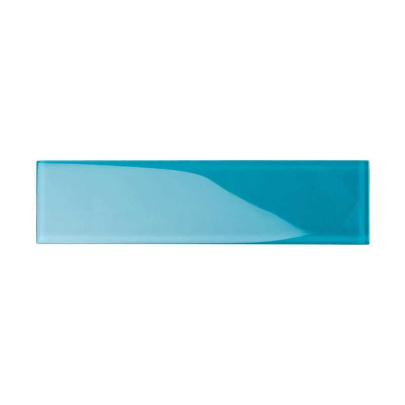 3" X 12" Glass Brick Look Subway Wall Tile, Laguna Blue