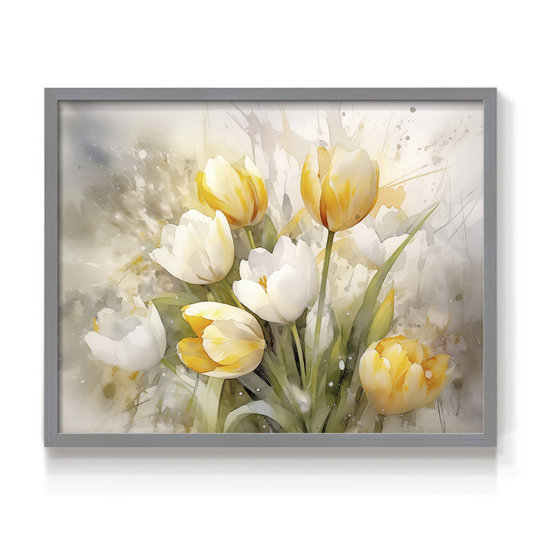 Série florale-CLIX - impression encadrée - réarmable, H 11 po x l 14 po, Gris