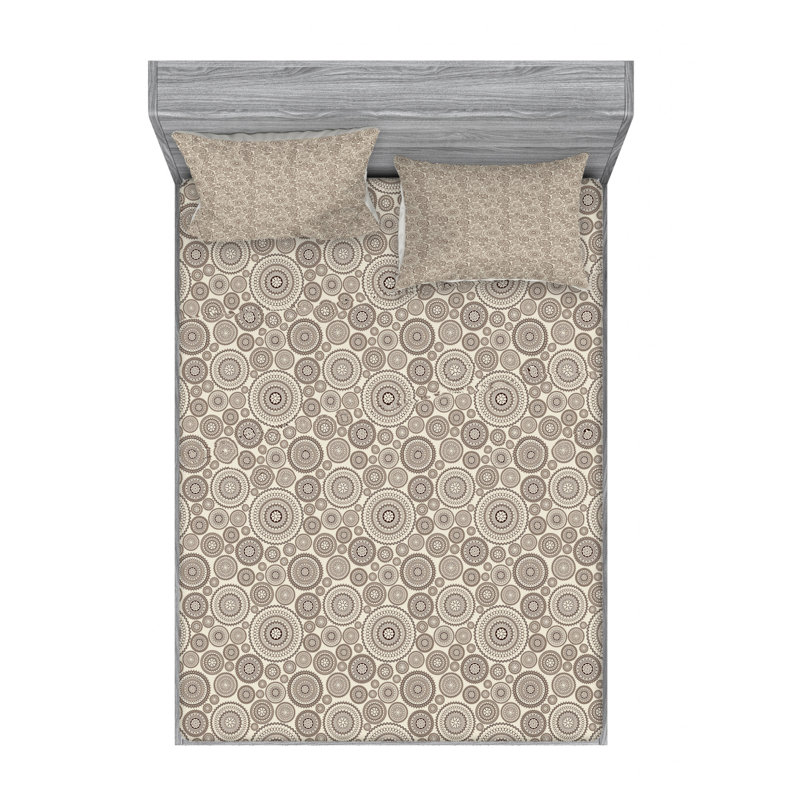 Microfiber Geometric Fitted Sheet, Full/Double Fitted Sheet with 2 Pillowcases