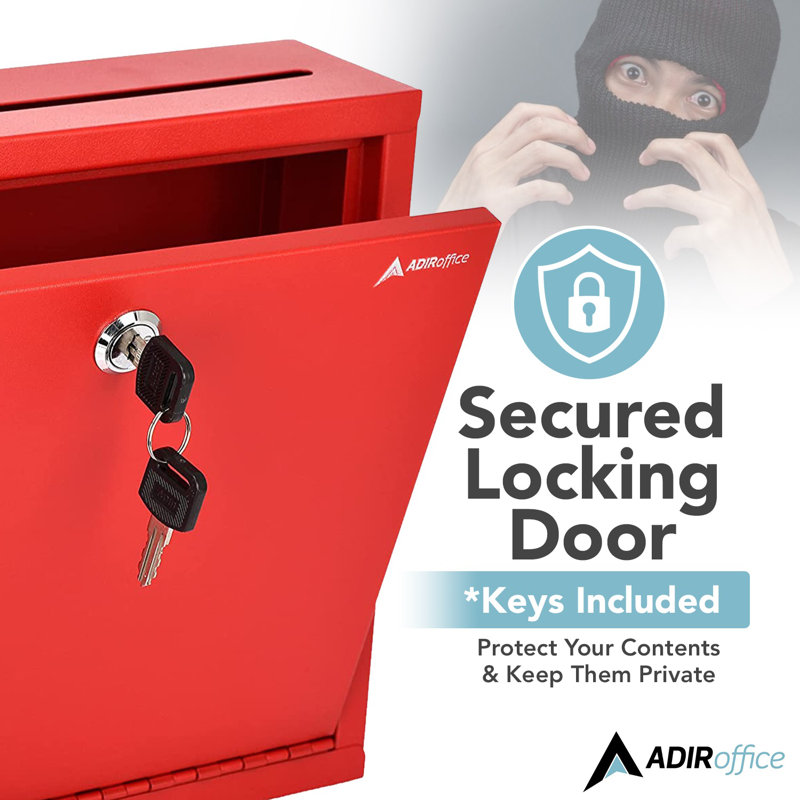 Large Mailbox Steel Multi-Purpose Secure Drop Box, Red