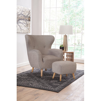 Fauteuil à oreilles courbé Bijou Harvard avec repose-pieds assorti