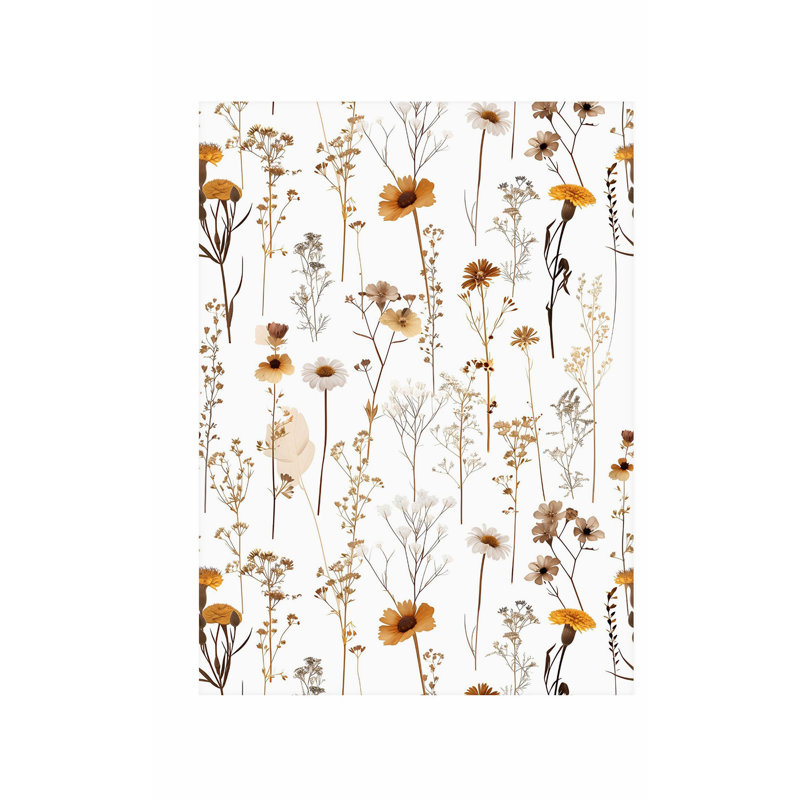 «Botanical Fall Wildflower Pattern IV Cottage», reproduction d'art non encadrée, H 10 po x l 8 po