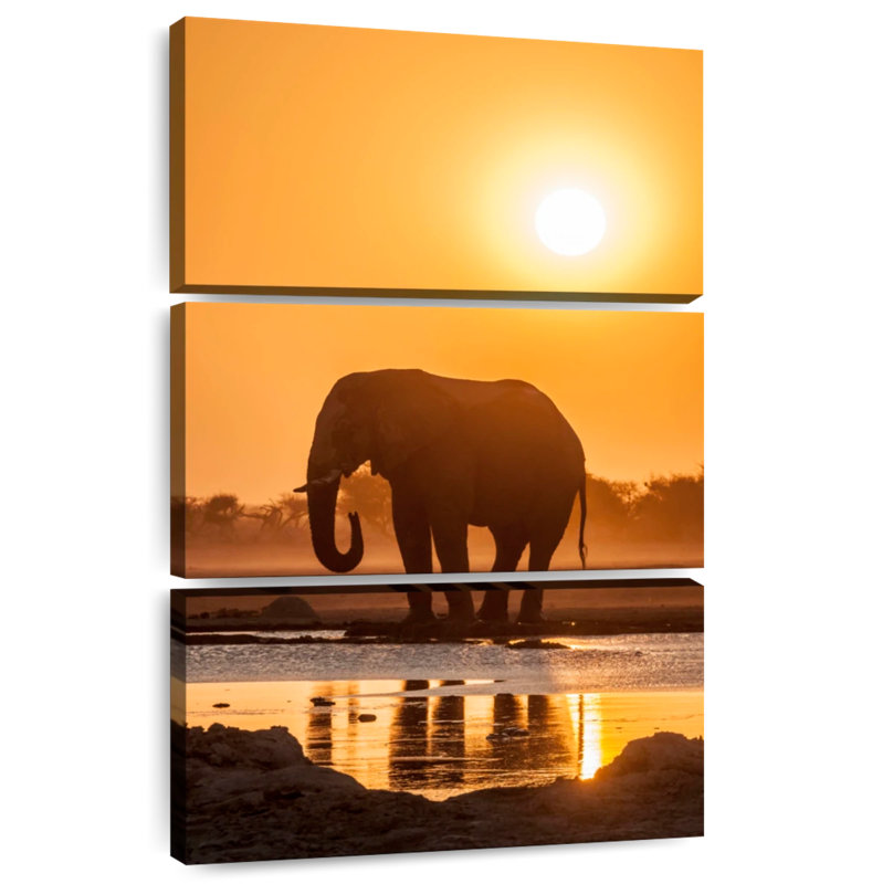 Brampt African Elephant At Sunset, 45" H x 28" W