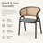 Mid-Century Modern Velvet Dining Chair with Cane Rattan Back, Luxury Boho Accent Chair with Stainless Steel Legs for Kitchen & Bistro-1404574333-1365189869