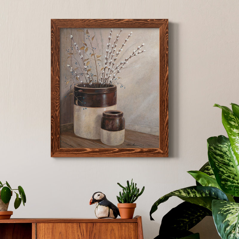 Peinture sur toile, "Pussywillows and Spring", H 20 po x l 17 po x P 1,5 po, Érable