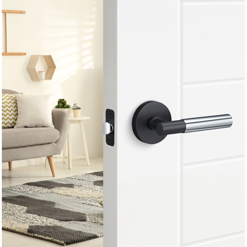 Rosette de passage ronde Aspra, poignée lisse, Noir mat / chrome poli