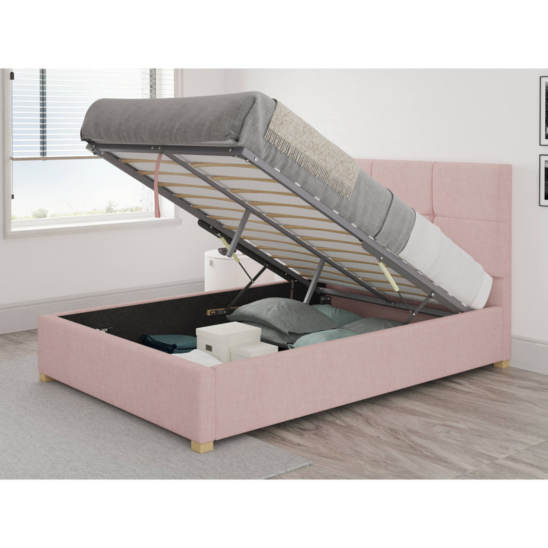 Moyers Upholstered Ottoman Storage Bed, Double (4'6), Tea Rose