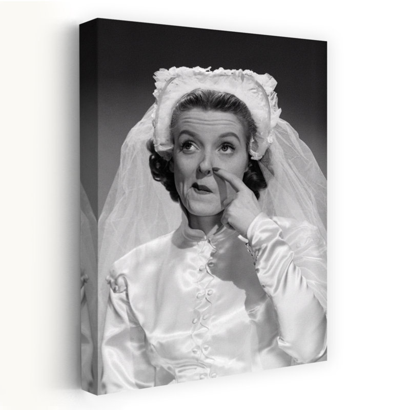 1950s BRIDE SCRATCHING NOSE AND LOOKING PUZZLED by Debrocke - Wrapped Canvas Print, 152.4 cm H x 101.6 cm W