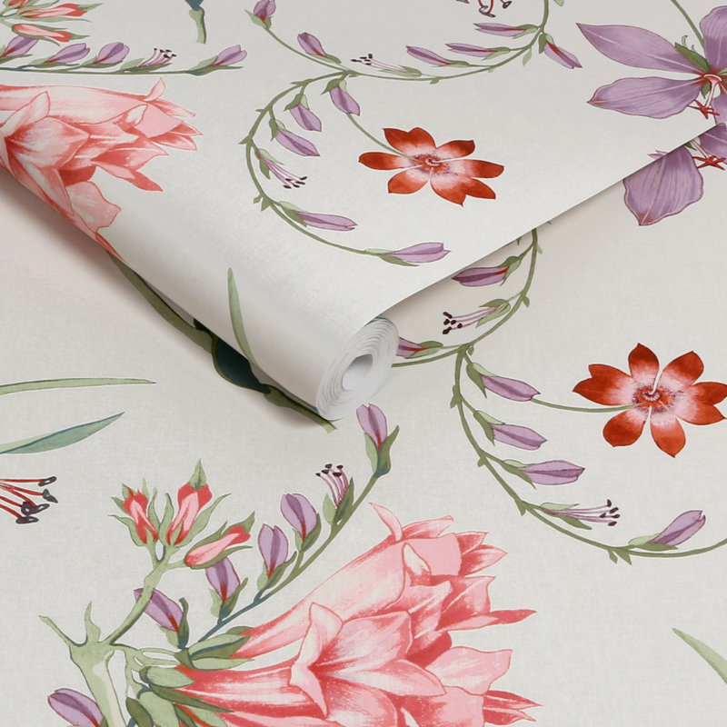 Graham & Brown Botanists Scroll Duck Egg Wallpaper, Red