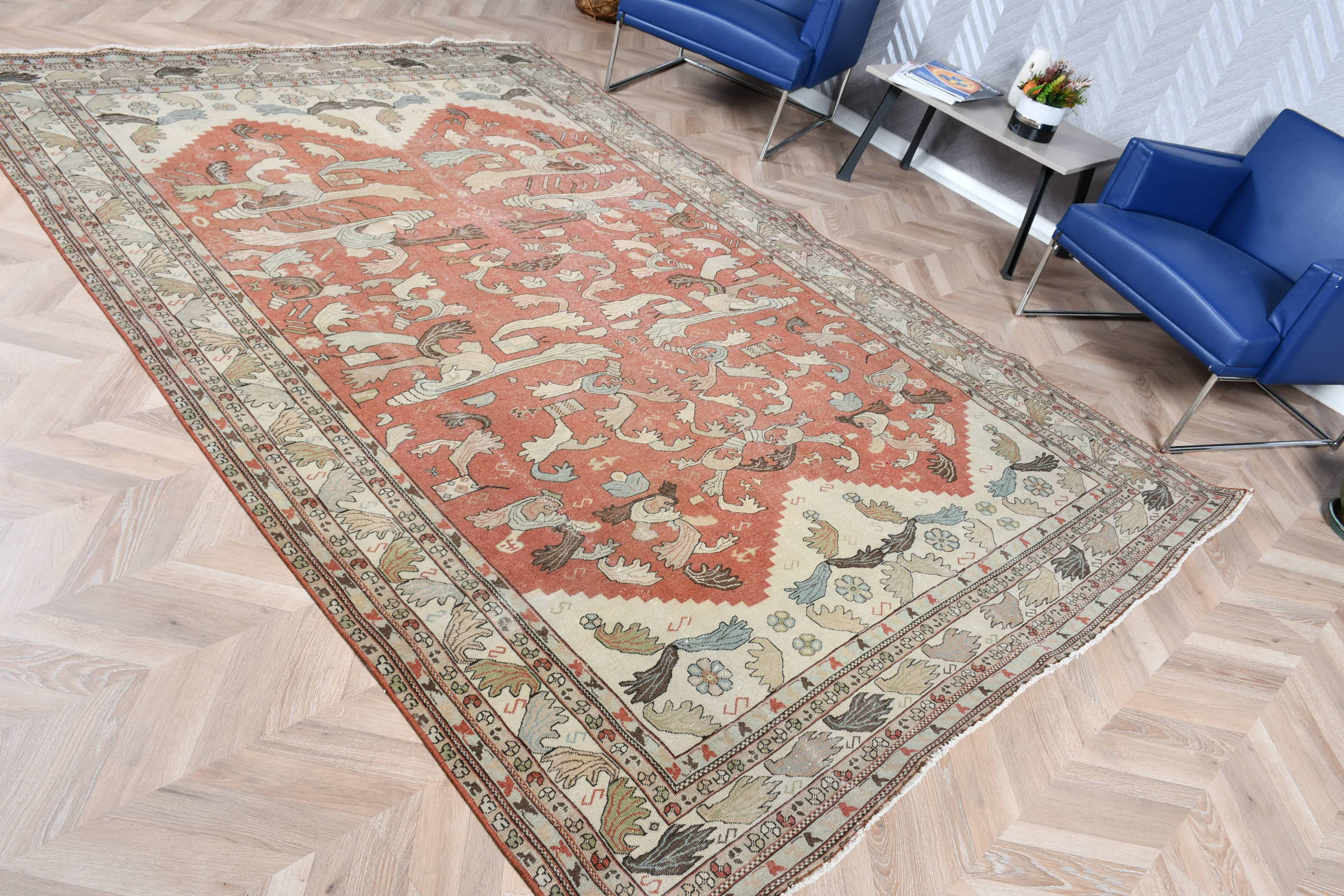 Large Turkish Rug Bungalow Rose Large Turkish Rug With Vintage Design As Unique Artistic ...