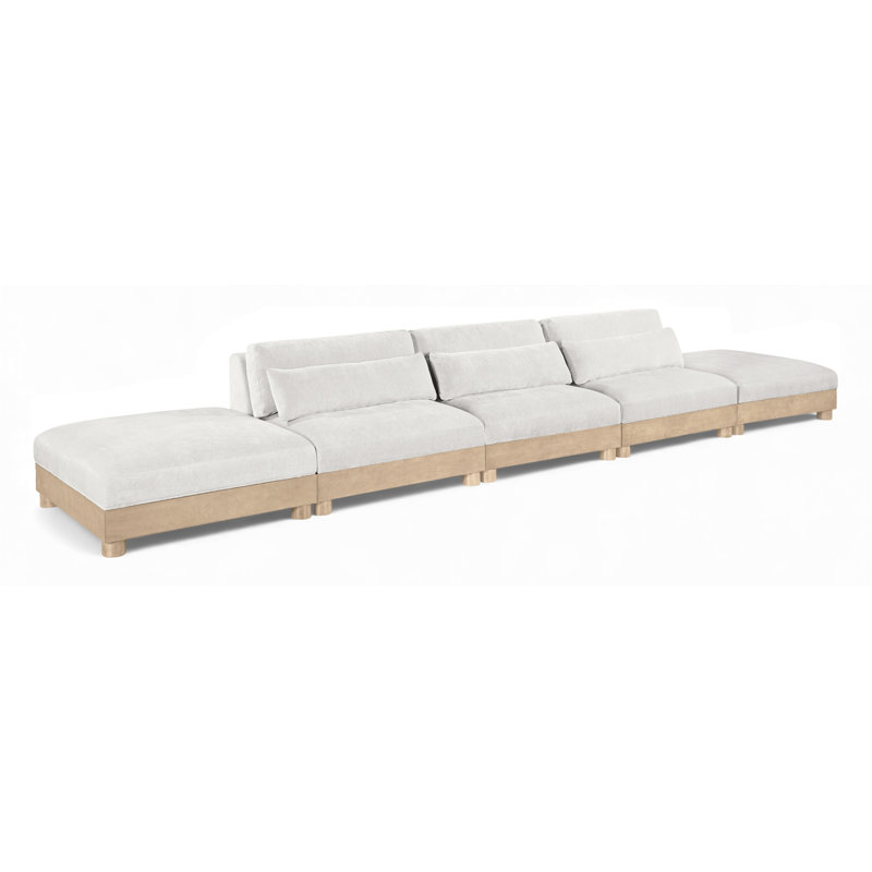 Canapé modulaire rembourré 5 pièces Turin, Crème, Naturel