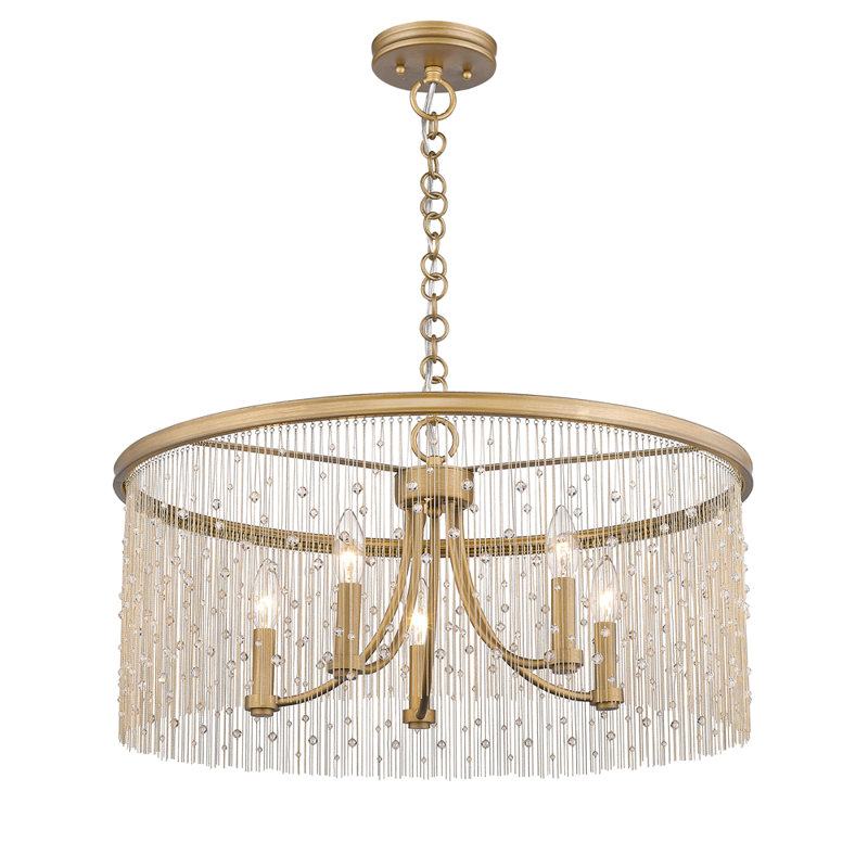 Latrell 5 - Light Dimmable Drum Chandelier, Crystal Beads