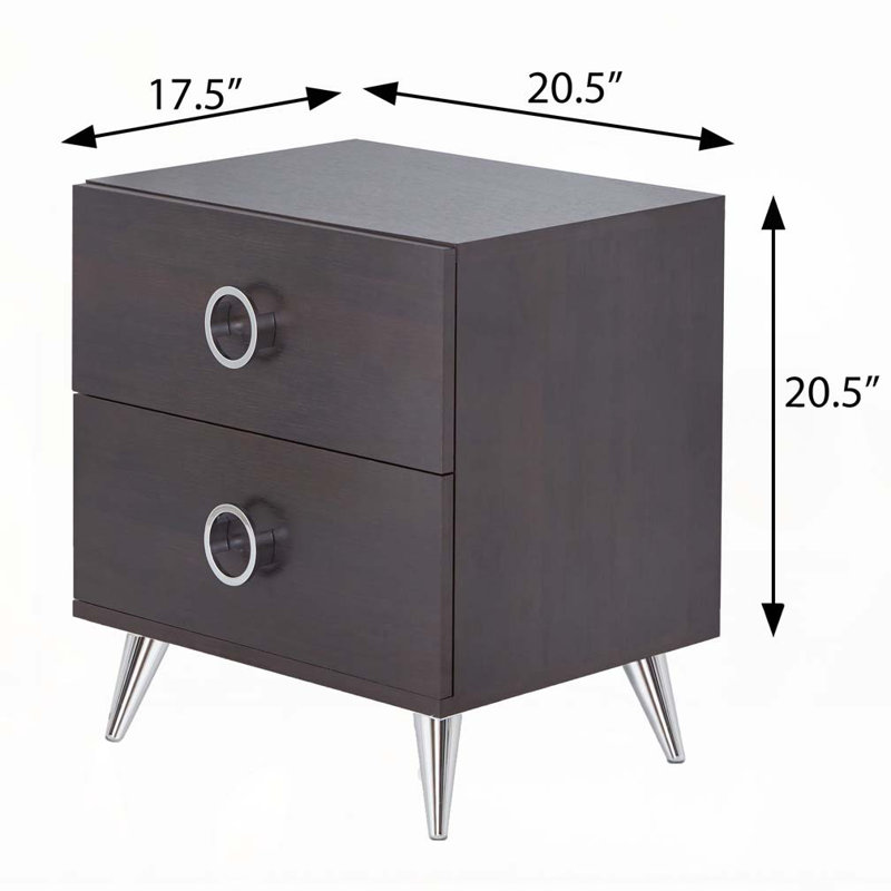 Table d'appoint rectangulaire à 2 tiroirs Espresso