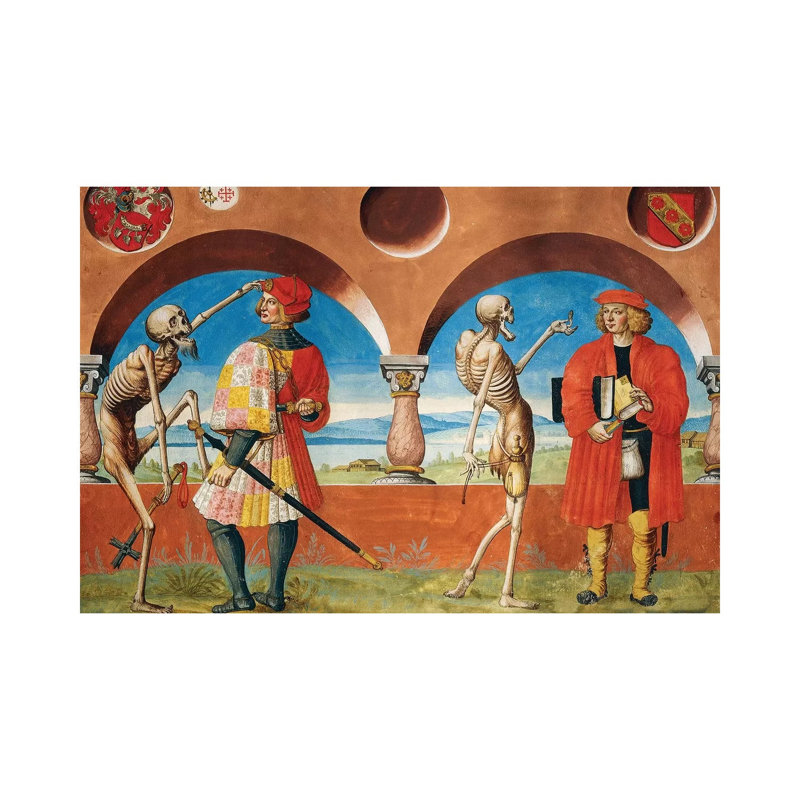 Death, Knight And Jurist From The Dance Of Death Cycle, 1649 by Albrecht Kauw - Wrapped Canvas Painting