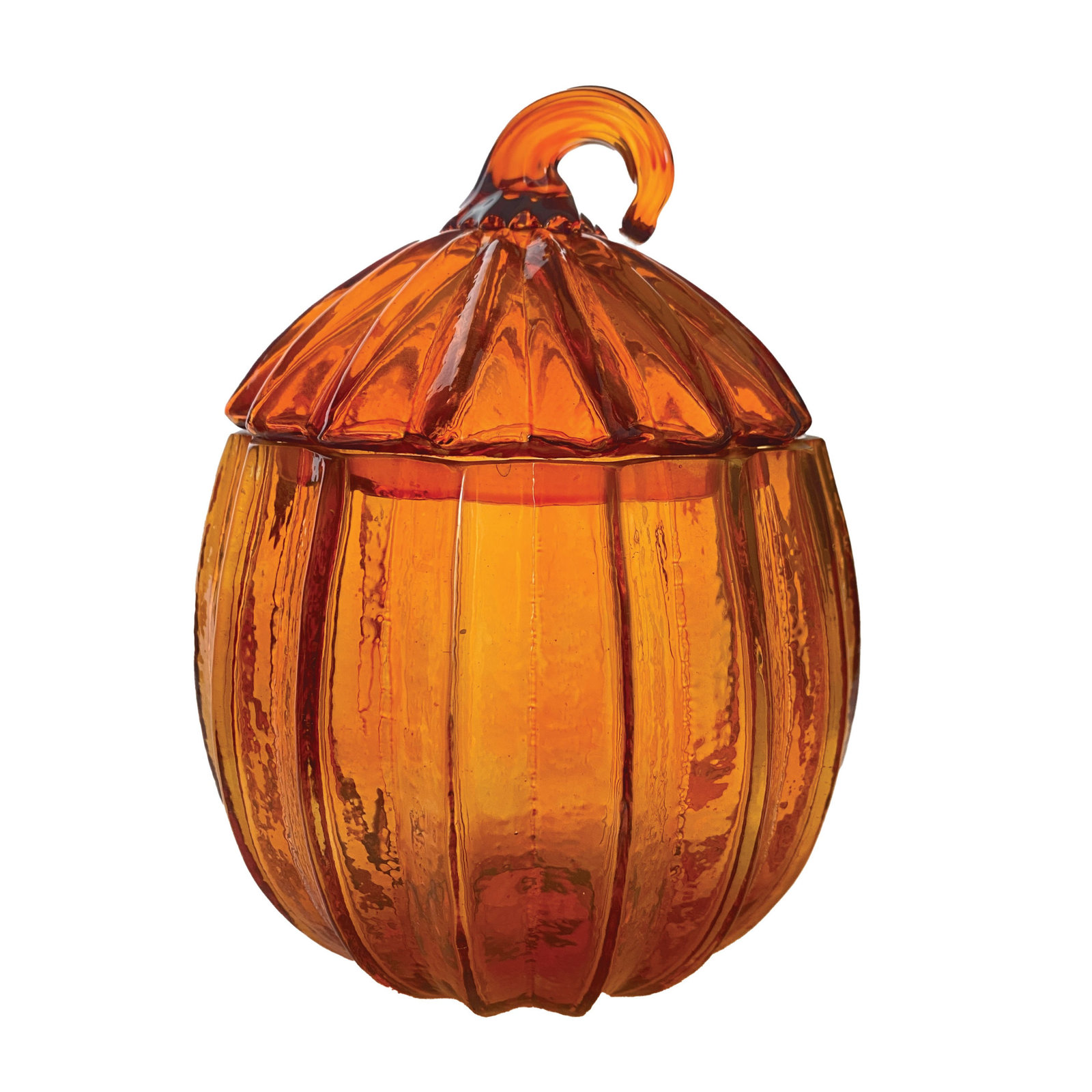 Glass Pumpkin Shaped Jar With Lid