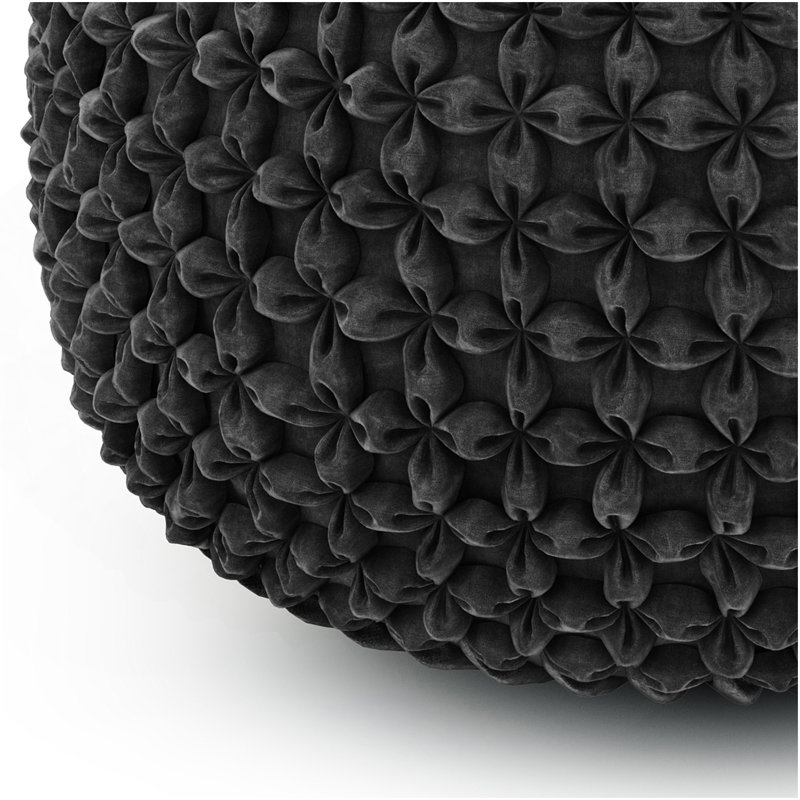 Renee - Round Pouf - Slate Grey, Dark Gray Fabric